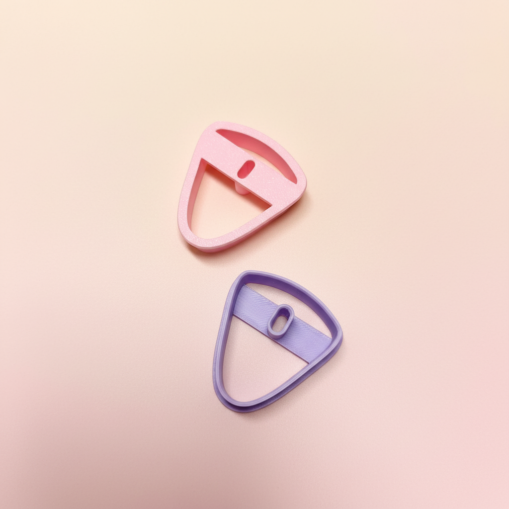 Cortadores rosa e lilás com fundo suave